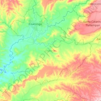 Coatzingo topographic map, elevation, terrain