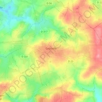 Grosville topographic map, elevation, terrain