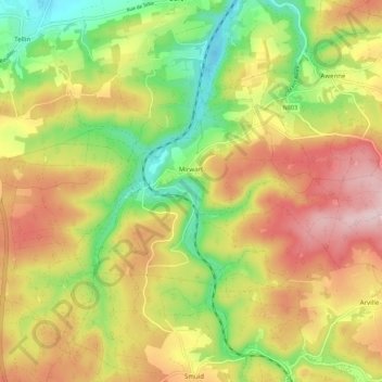 Mirwart topographic map, elevation, terrain