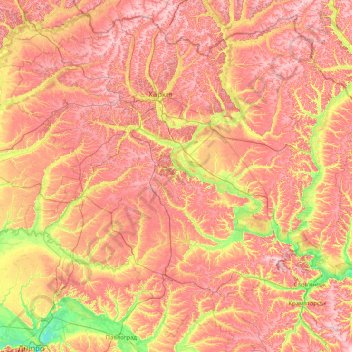 Харьковская область topographic map, elevation, terrain