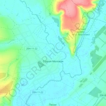 Старая Меловая topographic map, elevation, terrain