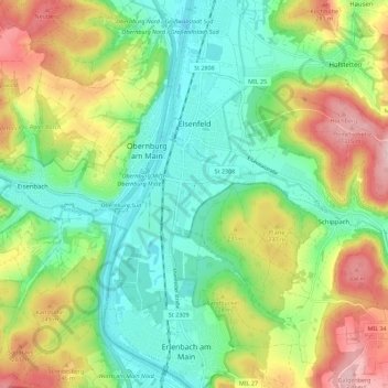 Elsenfeld topographic map, elevation, terrain