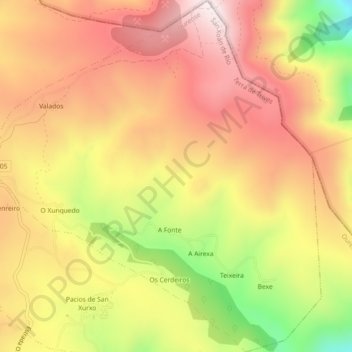 As Cabanas topographic map, elevation, terrain