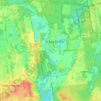 Middle Island topographic map, elevation, terrain
