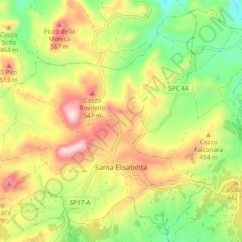 Santa Elisabetta topographic map, elevation, terrain