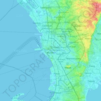 Manila topographic map, elevation, terrain