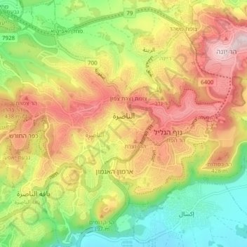 Nazareth topographic map, elevation, terrain