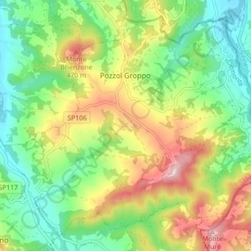 Pozzol Groppo topographic map, elevation, terrain