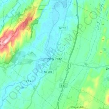 Town of New Paltz topographic map, elevation, terrain