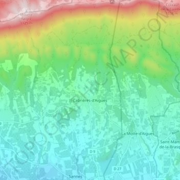 Cabrières-d'Aigues topographic map, elevation, terrain