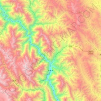 如美镇 topographic map, elevation, terrain