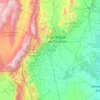 Tucumán topographic map, elevation, terrain