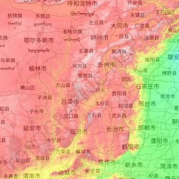 山西省 topographic map, elevation, terrain