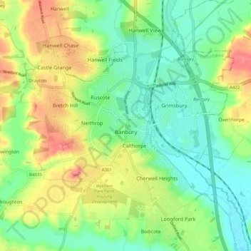 Banbury topographic map, elevation, terrain