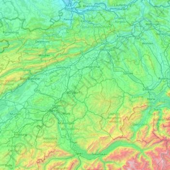Aare topographic map, elevation, terrain