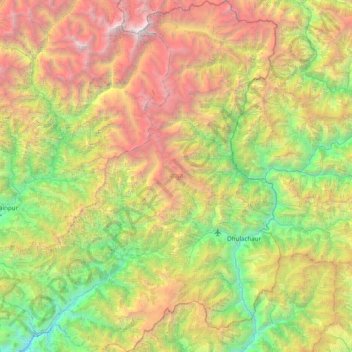 Bajura topographic map, elevation, terrain