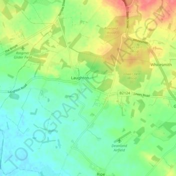 Laughton topographic map, elevation, terrain