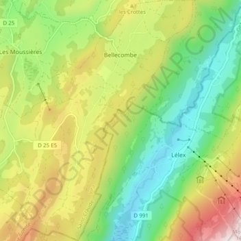 Bellecombe topographic map, elevation, terrain