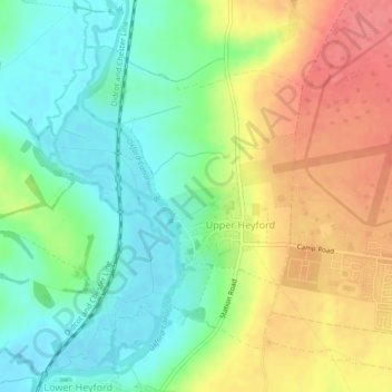 Upper Heyford topographic map, elevation, terrain