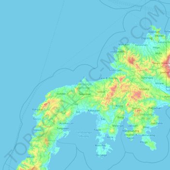 Zamboanga del Norte topographic map, elevation, terrain