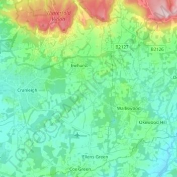 Ewhurst topographic map, elevation, terrain