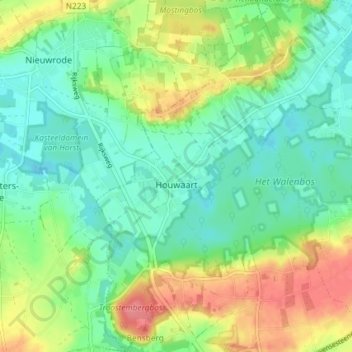 Houwaart topographic map, elevation, terrain