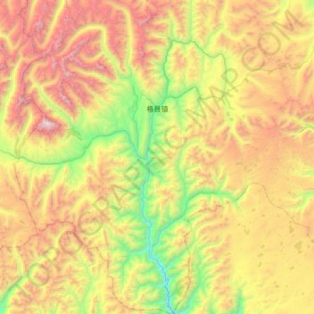 格聂镇 topographic map, elevation, terrain