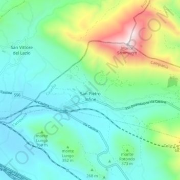 San Pietro Infine topographic map, elevation, terrain