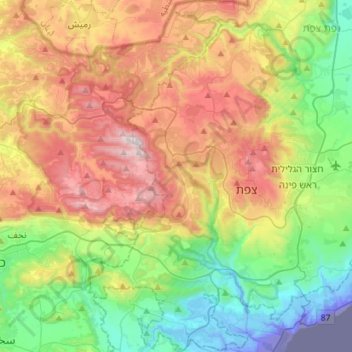 Merom HaGalil Regional Council topographic map, elevation, terrain