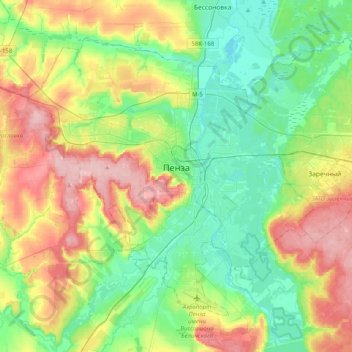 Пенза topographic map, elevation, terrain