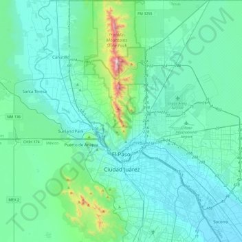 El Paso topographic map, elevation, terrain