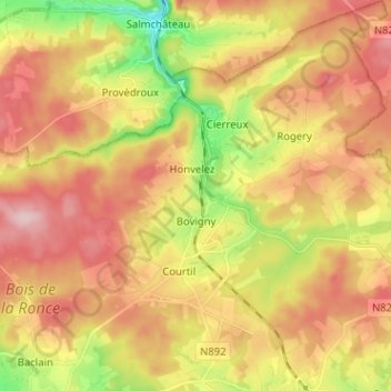 Bovigny topographic map, elevation, terrain