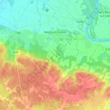 Neuvy-en-Sullias topographic map, elevation, terrain