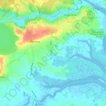 Langenhoe topographic map, elevation, terrain