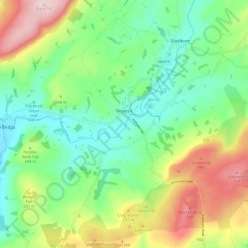 Newton topographic map, elevation, terrain