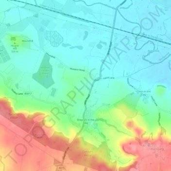 Draycott in the Clay topographic map, elevation, terrain