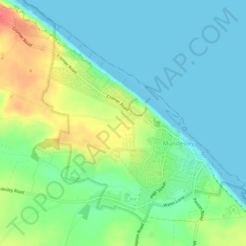 Mundesley topographic map, elevation, terrain