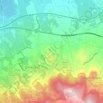 Monte Porzio Catone topographic map, elevation, terrain