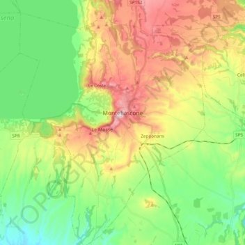 Montefiascone topographic map, elevation, terrain