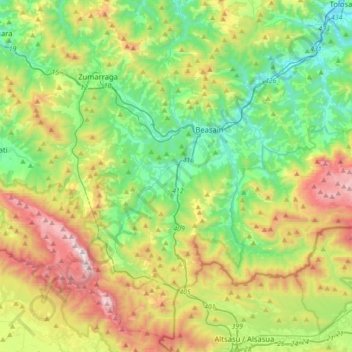 Goyerri topographic map, elevation, terrain
