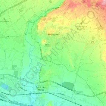 Bedizzole topographic map, elevation, terrain