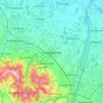 Casalgrande topographic map, elevation, terrain