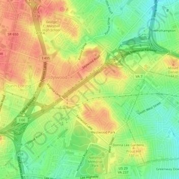 Idylwood topographic map, elevation, terrain