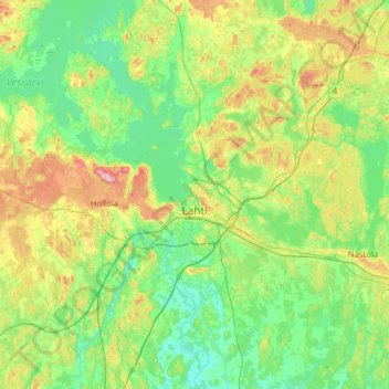 Lahti topographic map, elevation, terrain