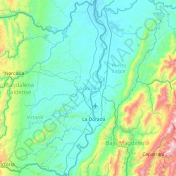 La Dorada topographic map, elevation, terrain