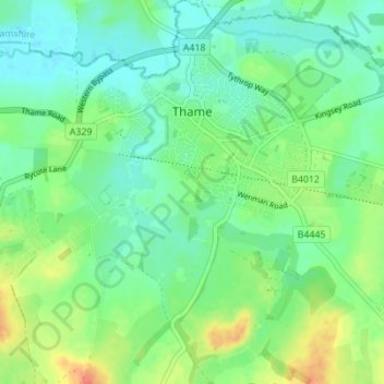 Thame topographic map, elevation, terrain