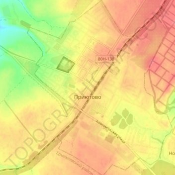 Приютовский поссовет topographic map, elevation, terrain