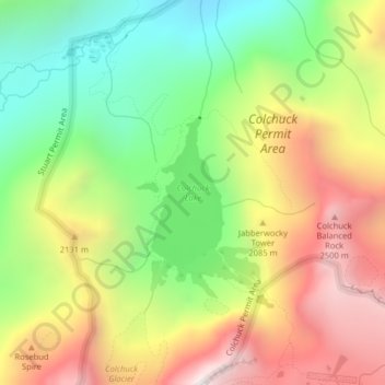 Colchuck Lake topographic map, elevation, terrain