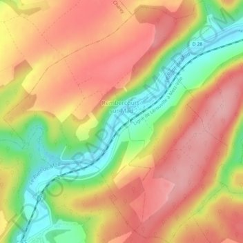Rembercourt-sur-Mad topographic map, elevation, terrain