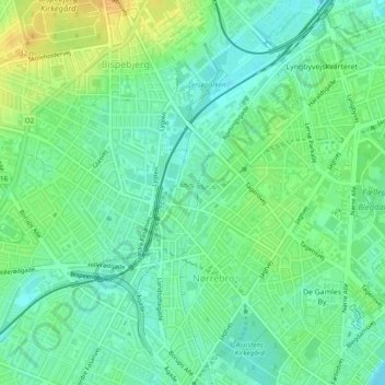 Superkilen topographic map, elevation, terrain